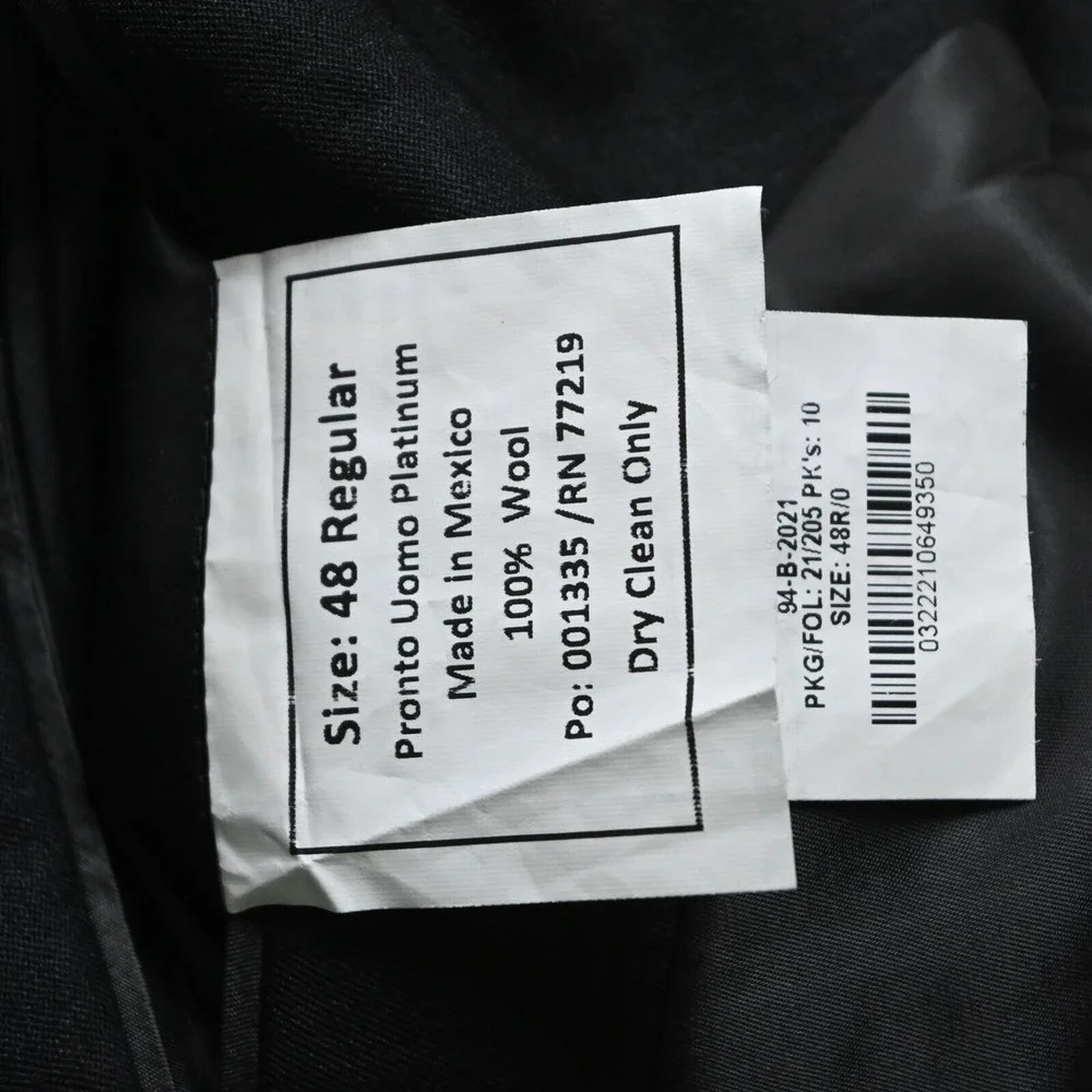 Pronto Uomo Platinum 48R‎ Gray Executive 100% Wool Blazer Suit Jacket Sport Coat
